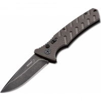 Автоматический складной нож Boker Plus Strike Coyote Spearpoint, сталь AUS-8 BlackWash™ Plain, рукоять анодированный алюминий, BK01BO424 купить в Тюмени