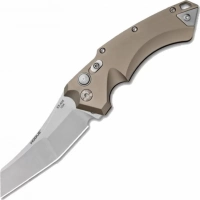 Автоматический складной нож Hogue Wharncliffe EX-A05, клинок Stonewash, сталь 154CM, рукоять пустынный алюминий купить в Тюмени