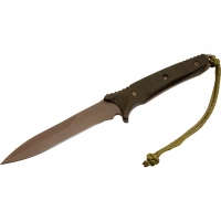 Нож с фиксированным клинком Spartan Blades Breed Fighter Dark Earth, сталь CPM-S35VN, рукоять черная микарта купить в 