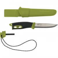 Нож с фиксированным лезвием Morakniv Companion Spark (S) Green, сталь Sandvik 12C27, рукоять резина/пластик купить в Тюмени