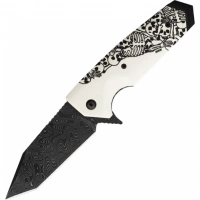 Нож складной Hogue EX-02 Skulls & Bones Tanto, сталь дамасская, рукоять ABS-пластик купить в Тюмени