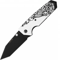 Нож складной Hogue EX-02 Tanto Skulls & Bones, сталь 154CM, рукоять ABS-пластик, молочный купить в Тюмени