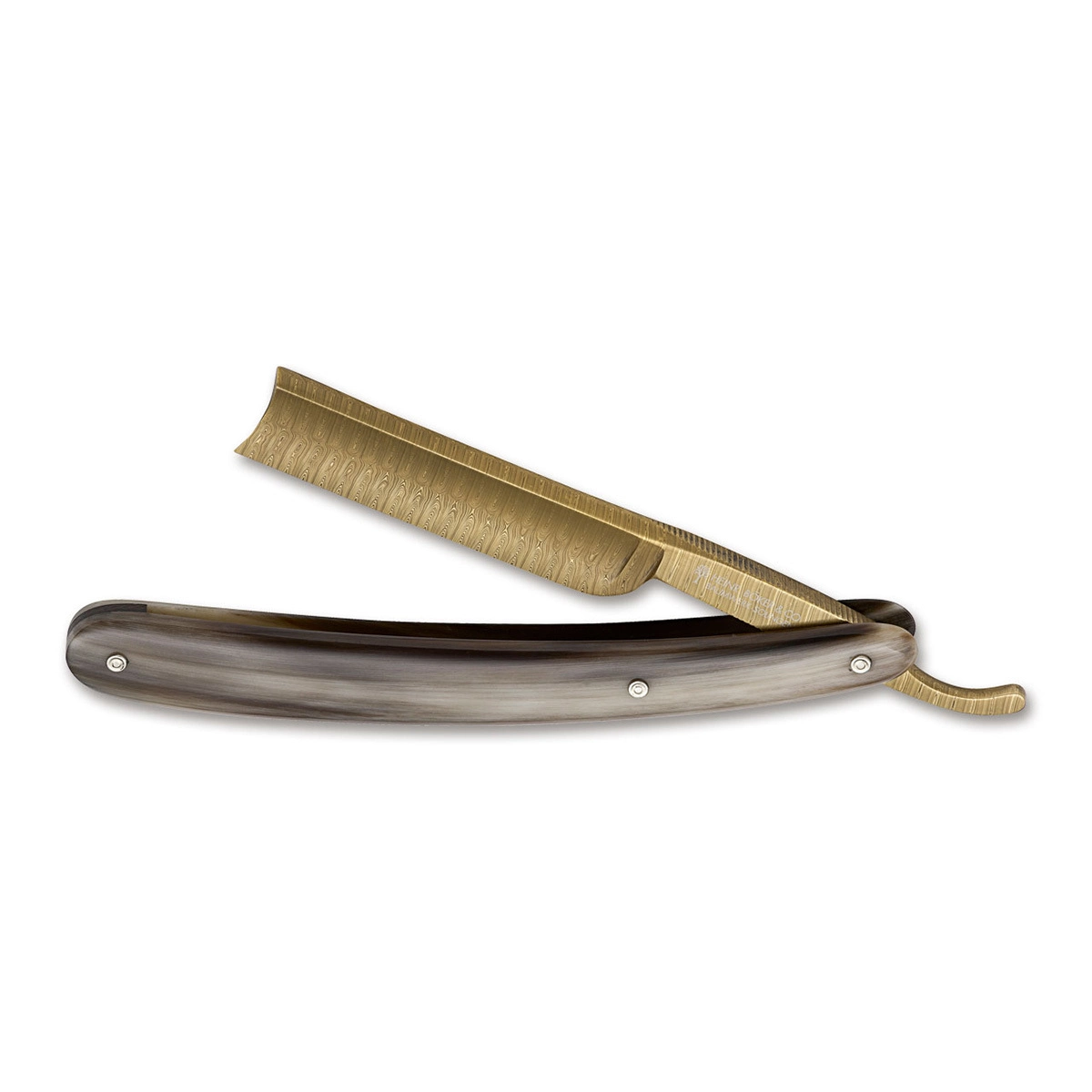 Опасная бритва Boker Gold Damast Horn 5/8, дамасская сталь, рукоять рог