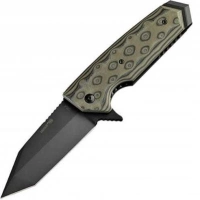 Складной нож Hogue EX-02 Tanto Flipper, сталь 154CM Ceracote™ Firearm Coating, рукоять стеклотекстолит G-Mascus® — Black/Green/Lava купить в Тюмени