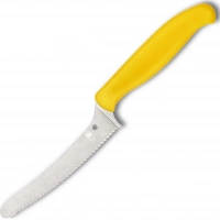 Универсальный кухонный нож Spyderco Z-Cut Serrated Offset Kitchen, сталь CTS™ — BD1 Alloy, рукоять желтый полипропилен купить в Тюмени